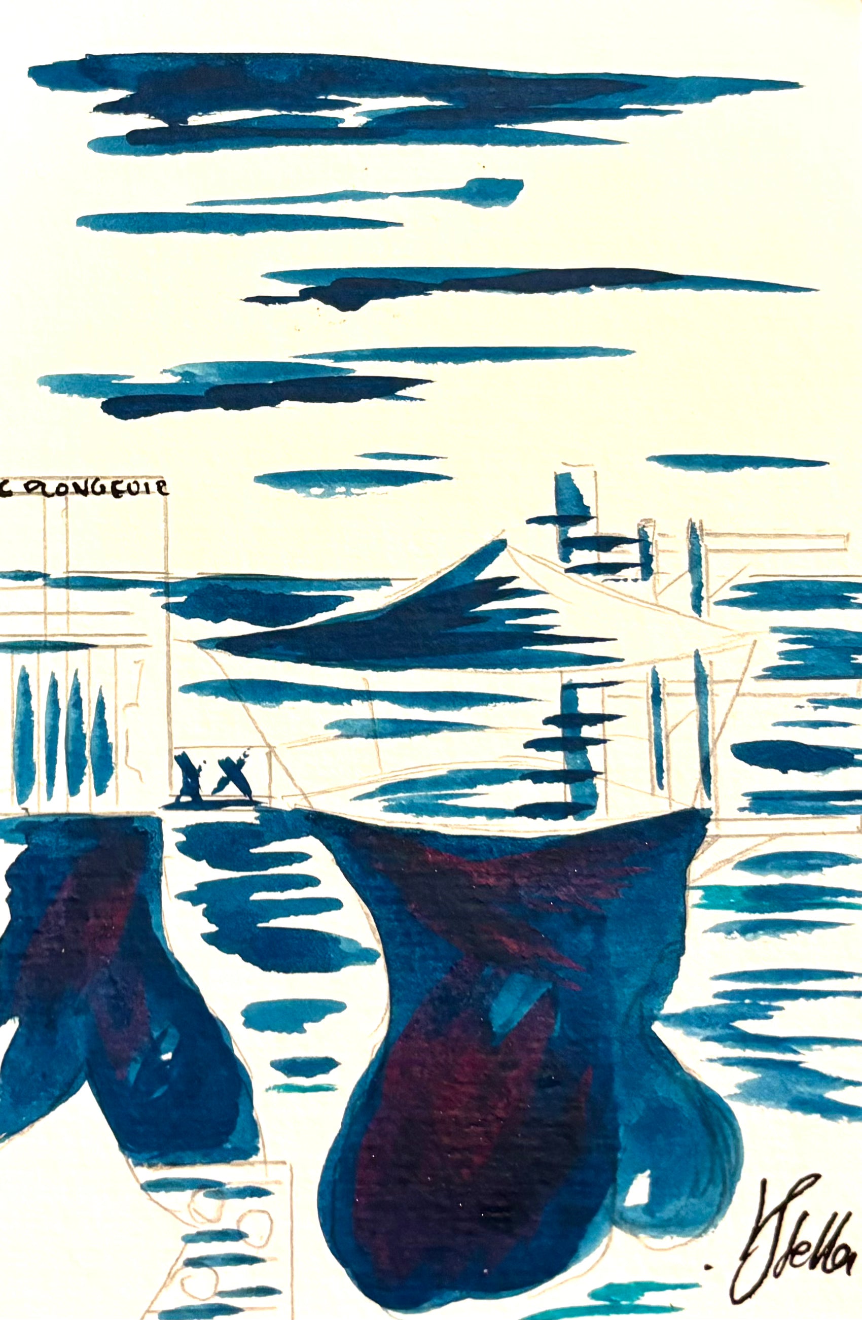 Le Plongeoir bleu encre  Monochrome (70)