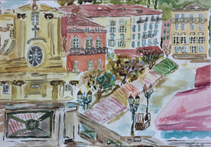 Cours Saleya, aquarelle 30X40cm