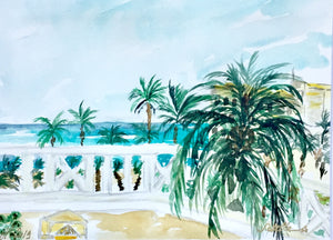 Djerba, aquarelle 30X40cm palmiers